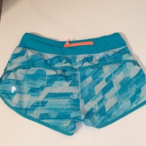 ivivva size 14 blue shorts! coral inside, zipper